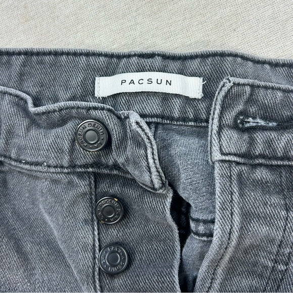 PACSUN Black Ripped High Rise Straight Leg Jeans Size 24 U - Picture 10 of 13